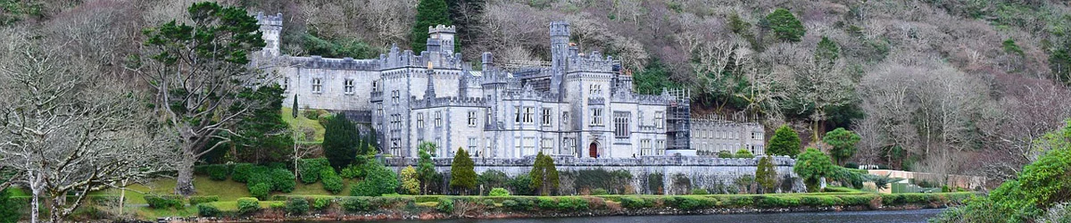 View across the lake to Kylemore Abbey in Connemara