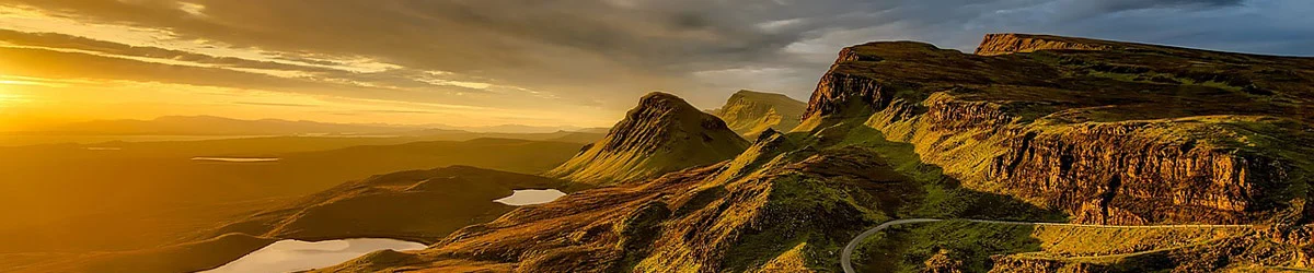 Sunset views over hills and vales